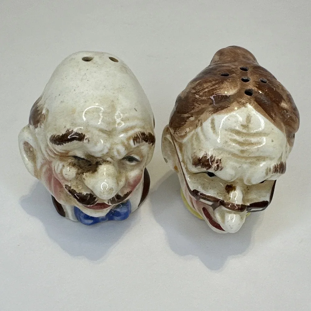 Vintage Old Man Woman Grandma Grandpa Kitchen Display Salt Pepper Shakers Japan